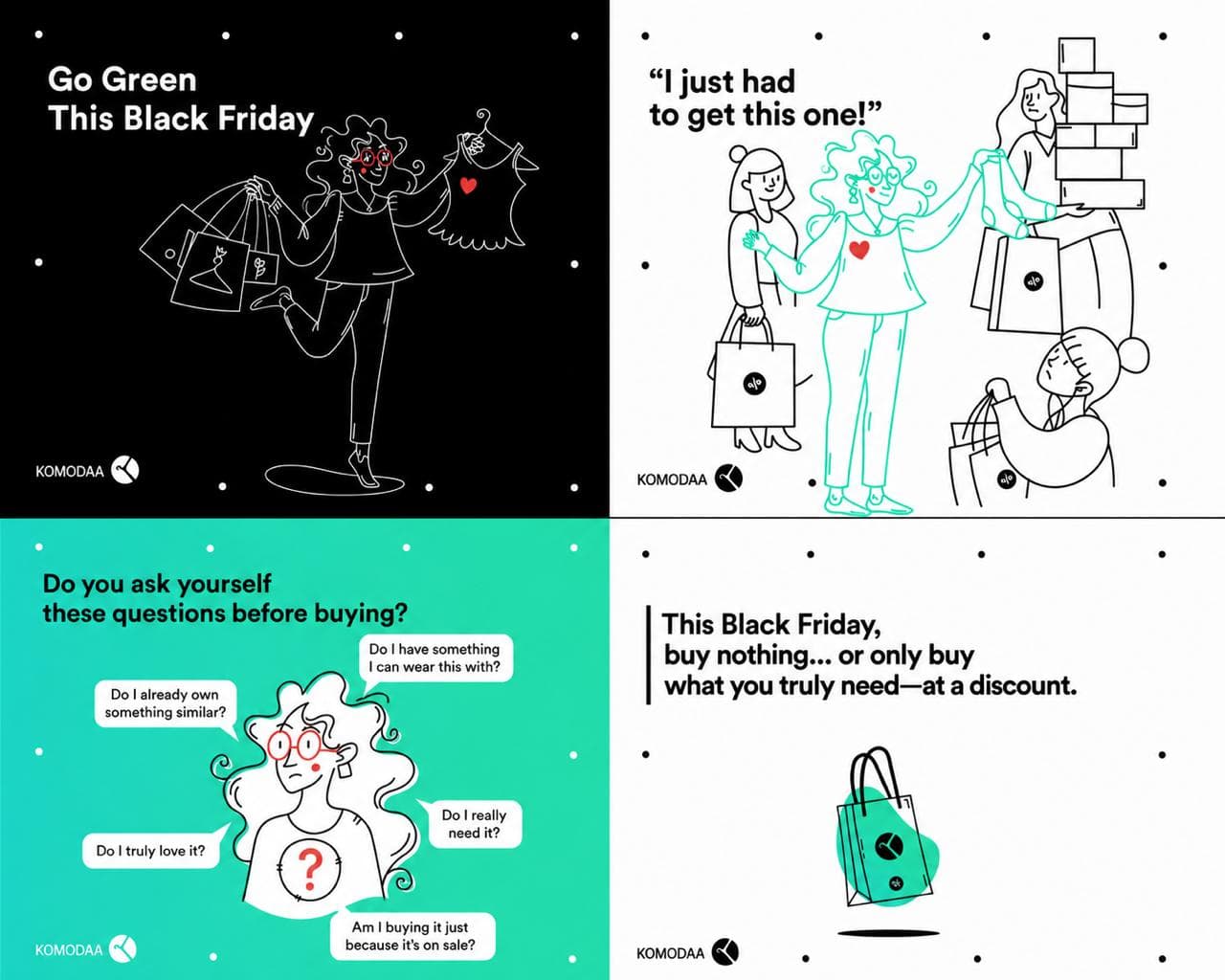 Komodaa Black Friday social media creatives: Go Green This Black Friday campaign artwork