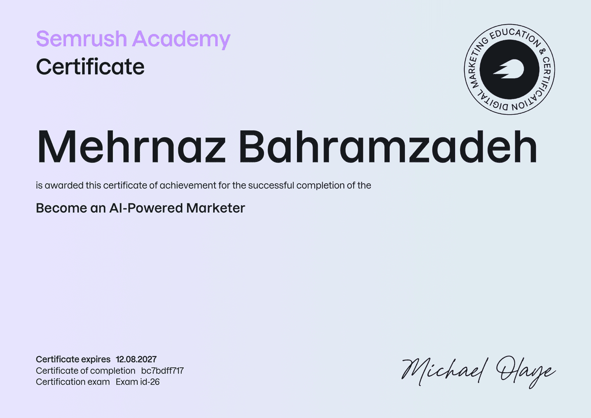 Semrush Academy — Become an AI-Powered Marketer Certificate