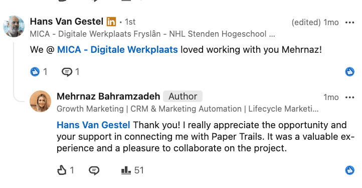 LinkedIn recommendation screenshot from Hans Van Gestel
